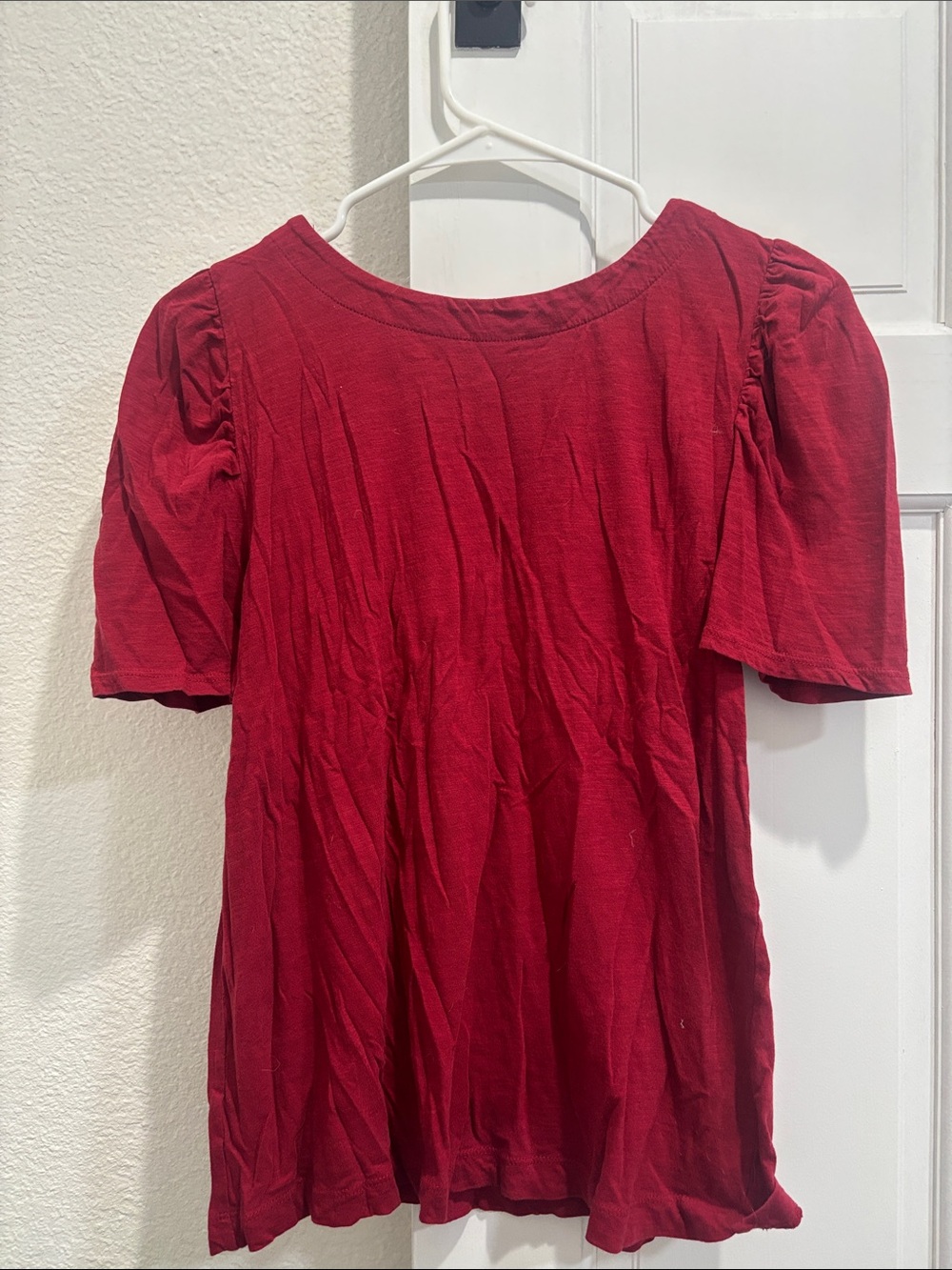 LOFT Red Short Sleeve Scoop Neck Tee